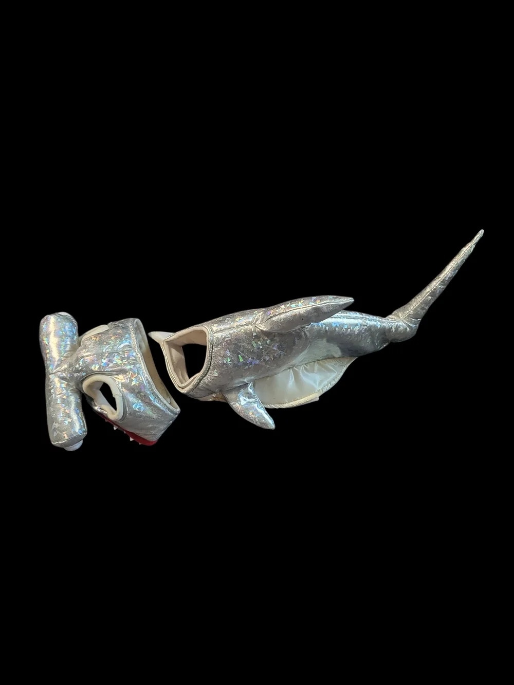 Silver Holographic Hammerhead Shark Pet Costume – For Cat Or Small Dog